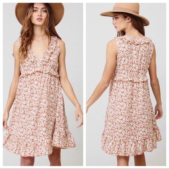 Boho Gypsy chic Dusty Floral V neck dress - Picture 3 of 5